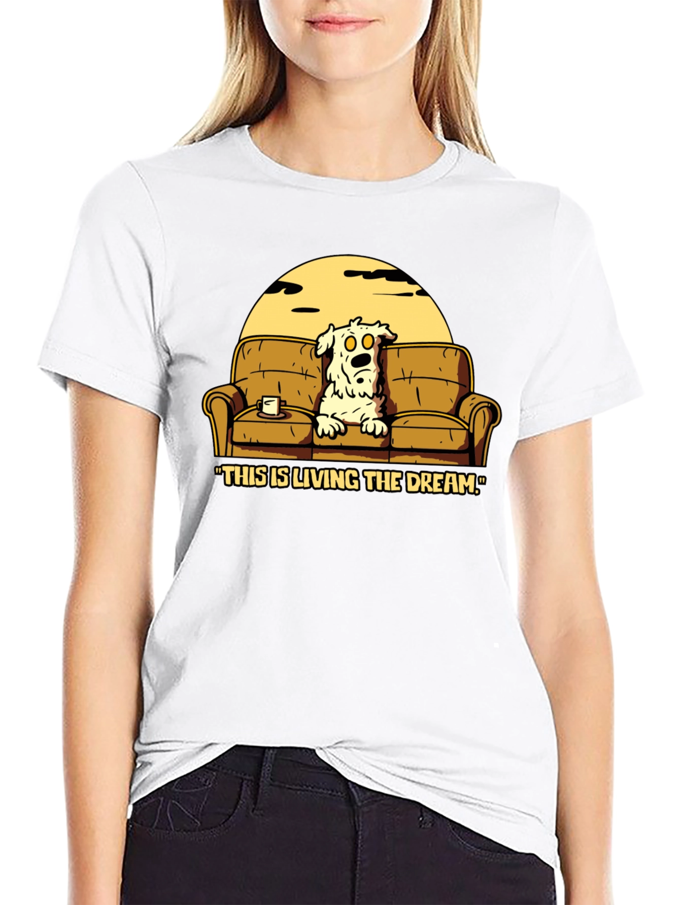 Living The Dream Cartoon Dog T-Shirt