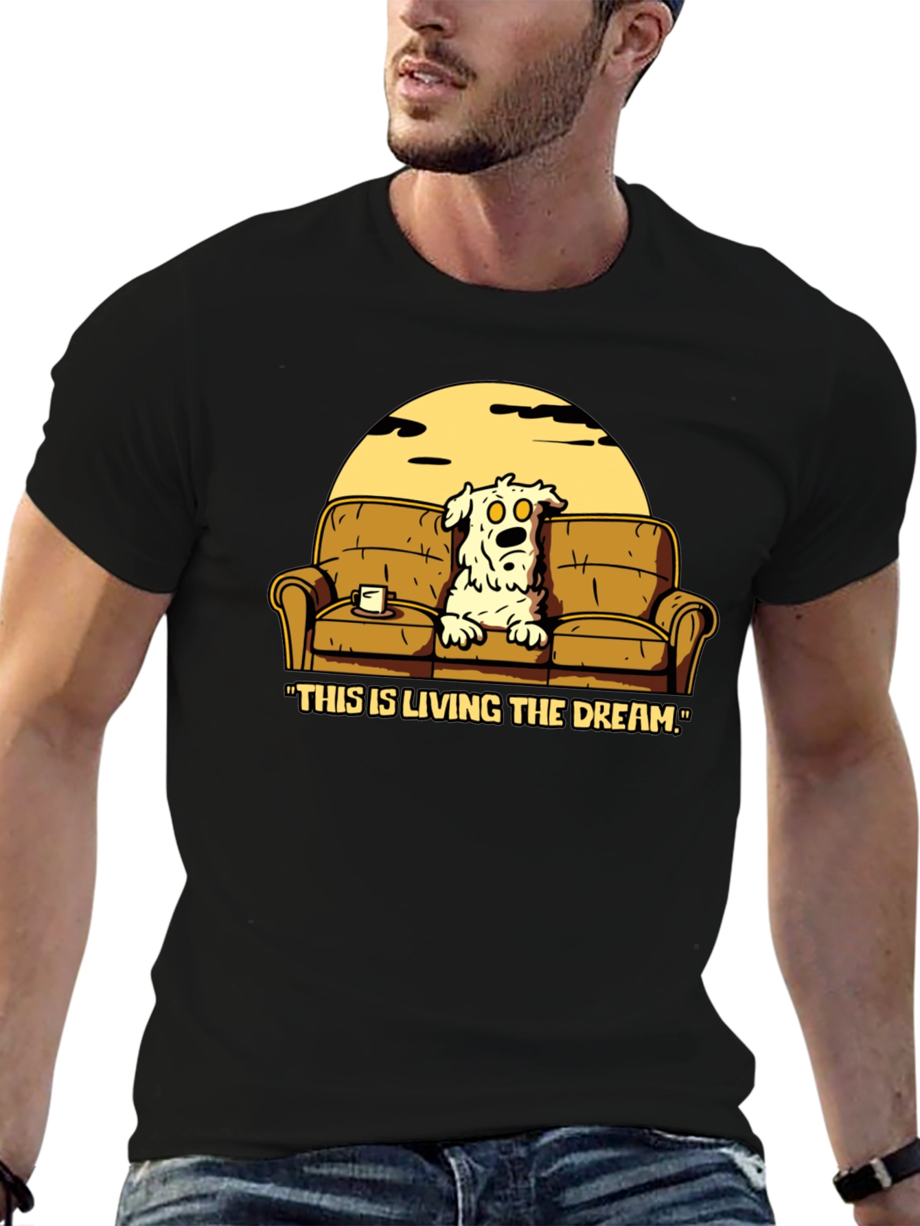 Living The Dream Cartoon Dog T-Shirt