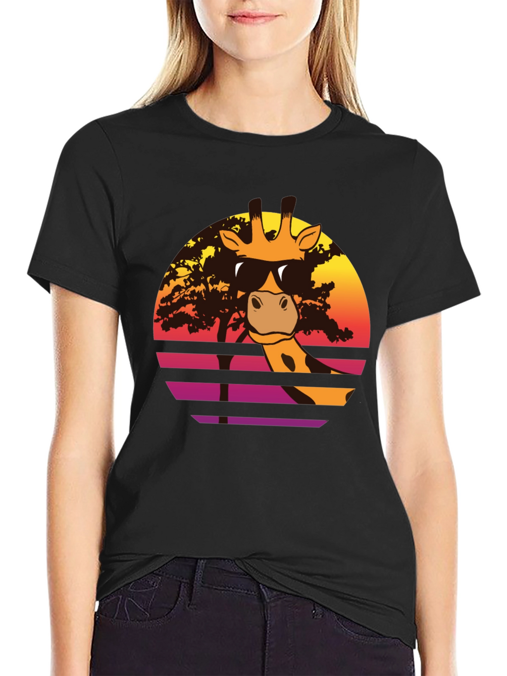 Cool Giraffe Sunset T-Shirt - Retro Animal Tee