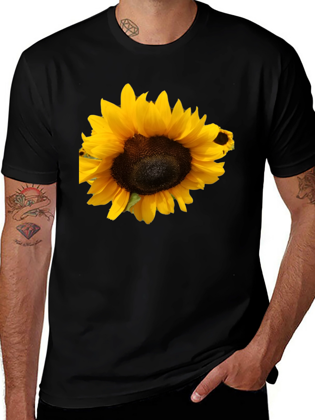 Sunflower Graphic Tee - Classic Black Cotton Shirt