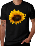 Sunflower Graphic Tee - Classic Black Cotton Shirt