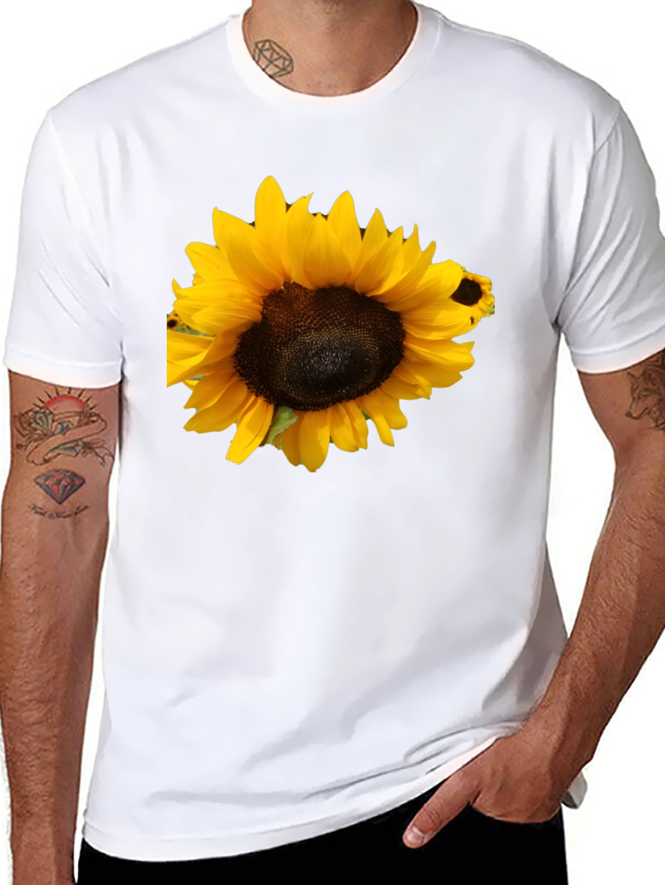 Sunflower Graphic Tee - Classic Black Cotton Shirt