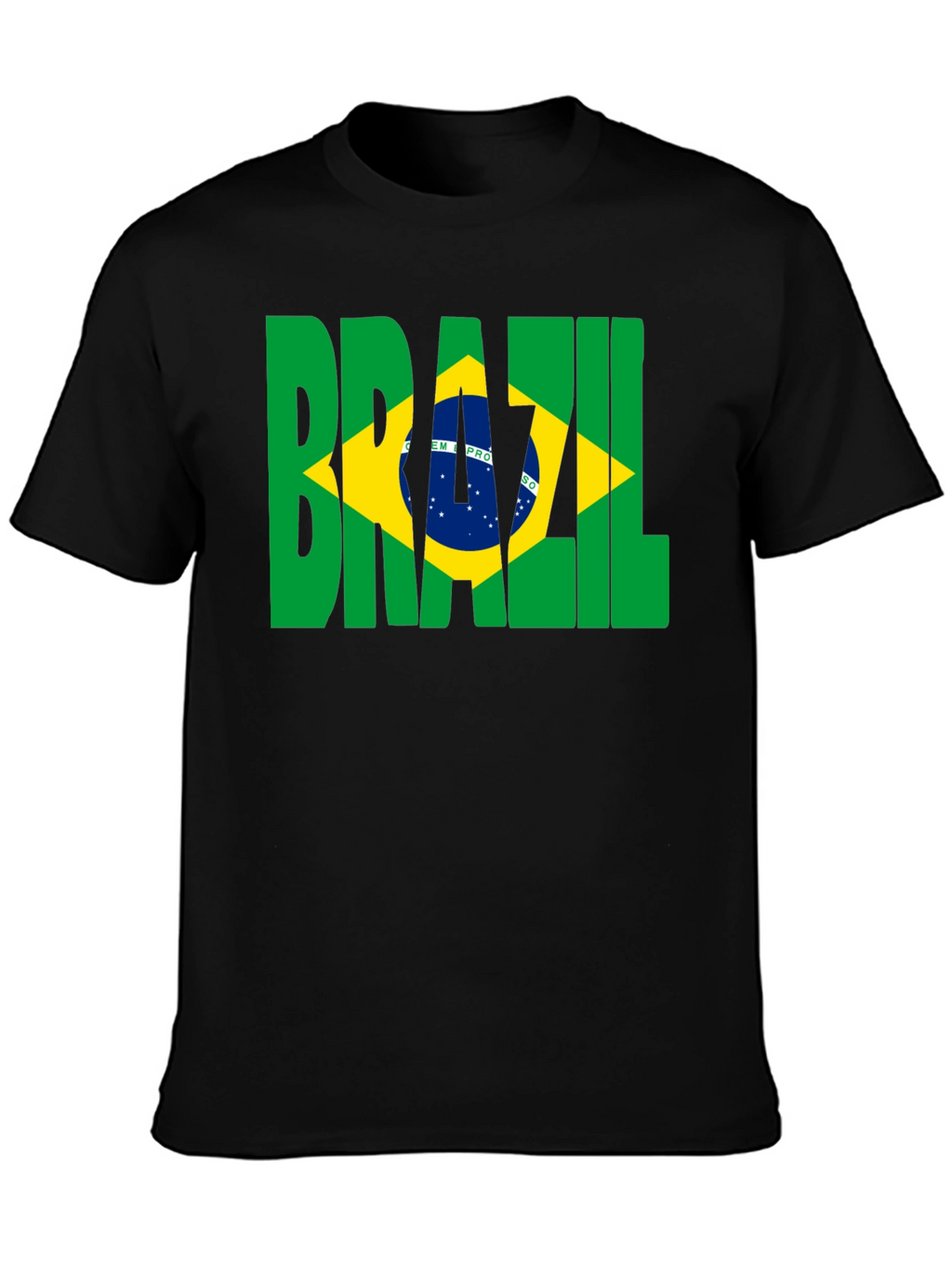 Brazil Flag Graphic Print Black T-Shirt
