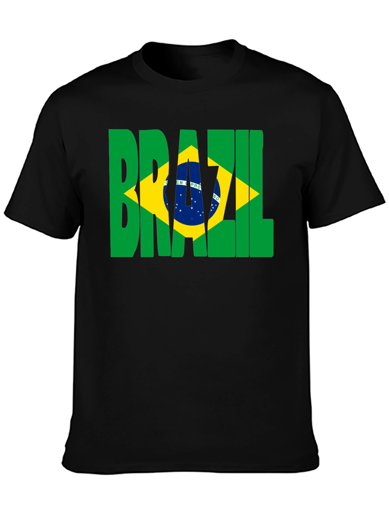 Brazil Flag Graphic Print Black T-Shirt