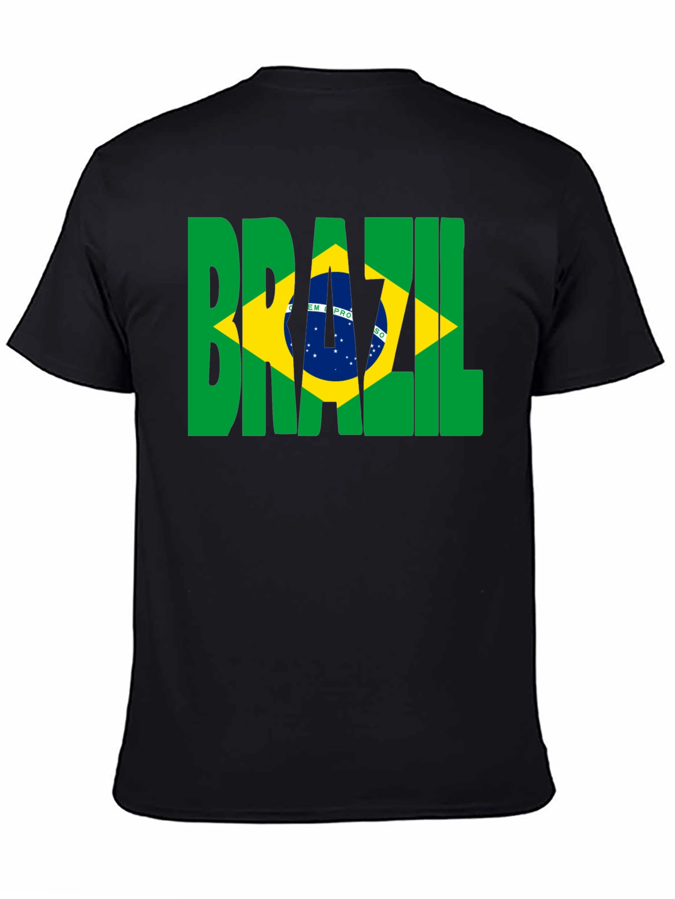 Brazil Flag Graphic Print Black T-Shirt