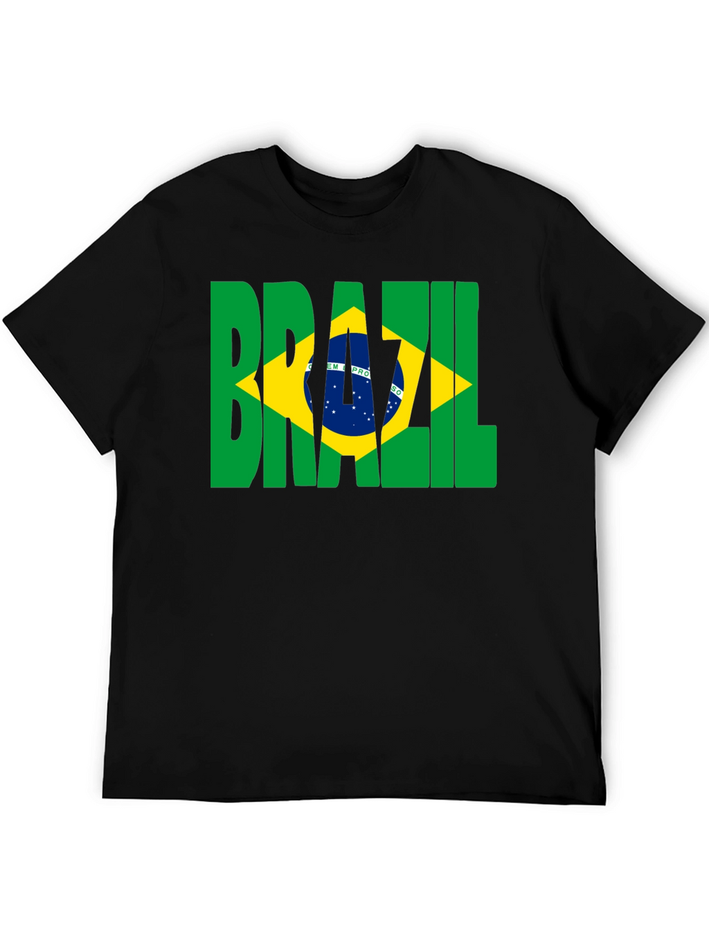 Brazil Flag Graphic Print Black T-Shirt