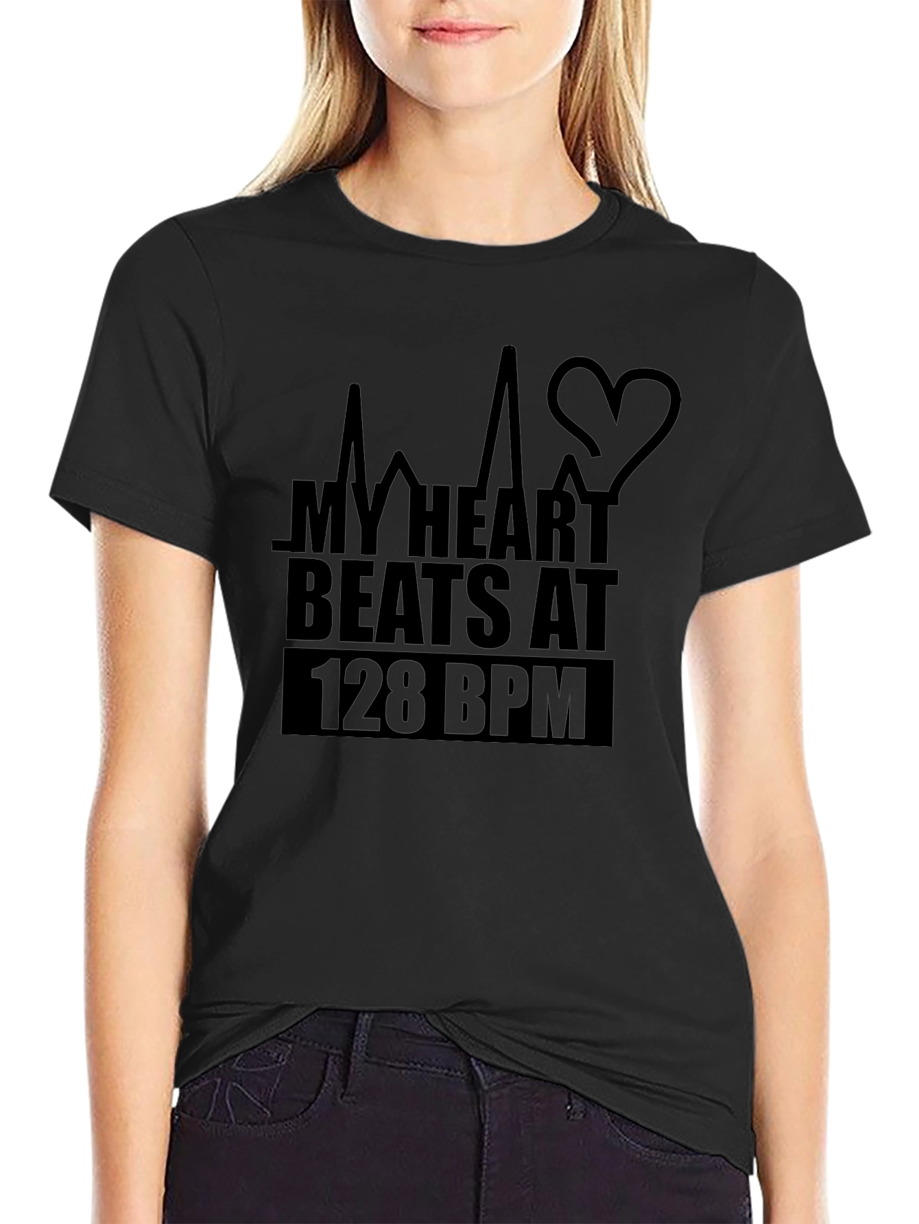 Heartbeat 128 BPM Graphic Tee - Music Lover Shirt