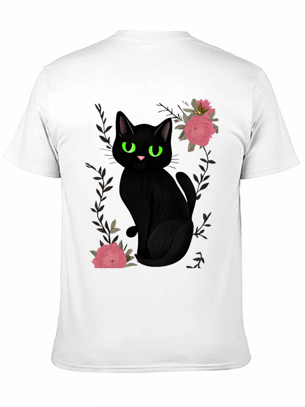 Black Cat & Roses Graphic T-Shirt