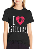 I Heart Spiders Graphic Tee - Black Cotton T-Shirt