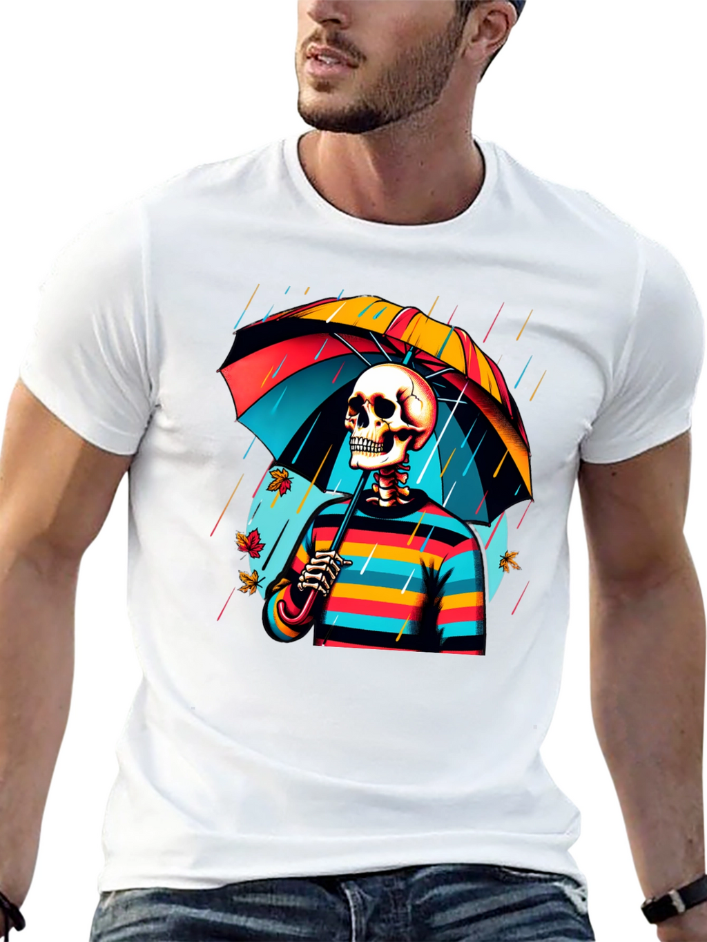 Rainy Day Skeleton Graphic Tee