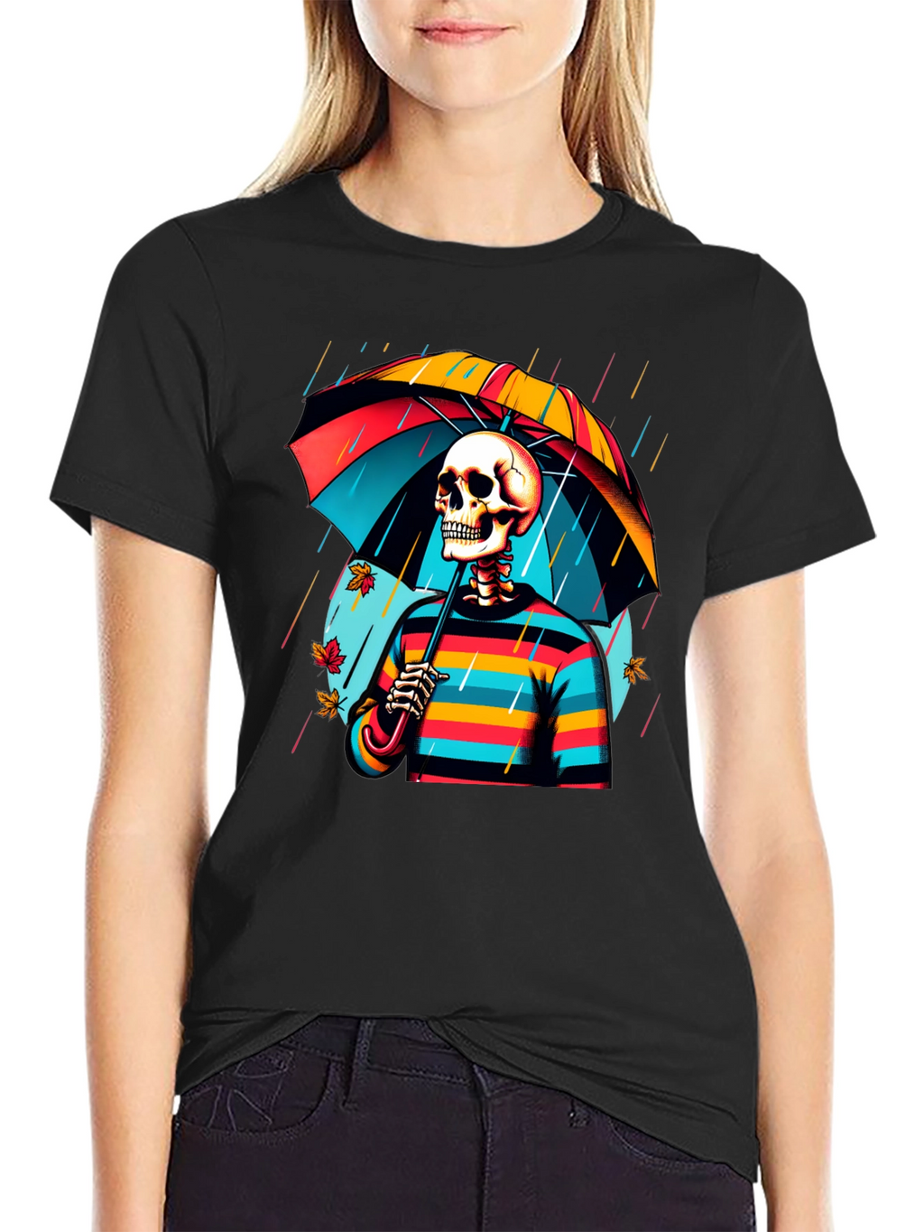 Rainy Day Skeleton Graphic Tee