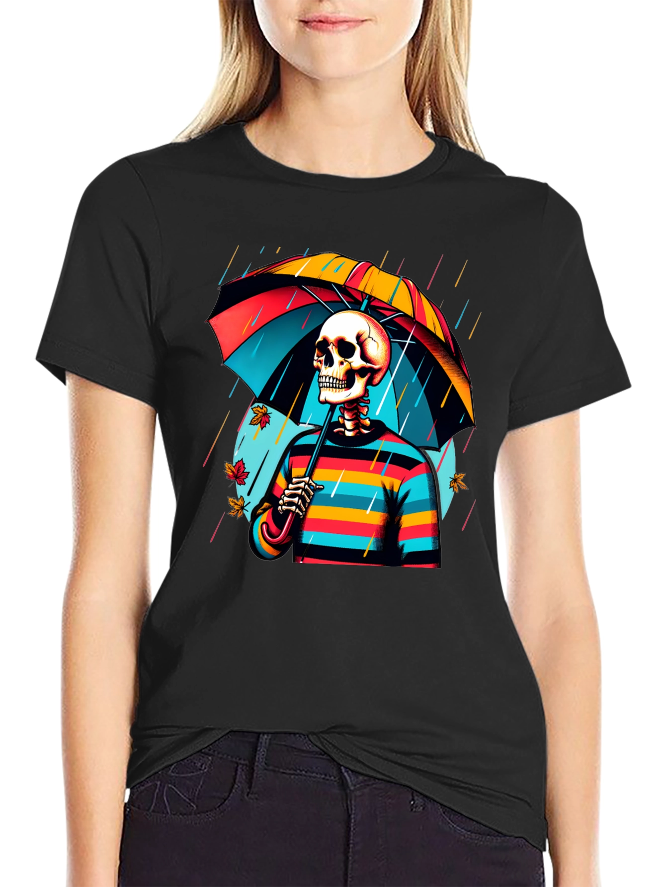 Rainy Day Skeleton Graphic Tee