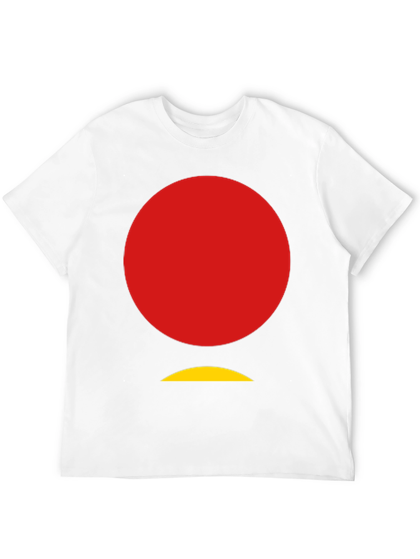 Abstract Graphic Tee - Red Circle Yellow Arc - Black Cotton Shirt