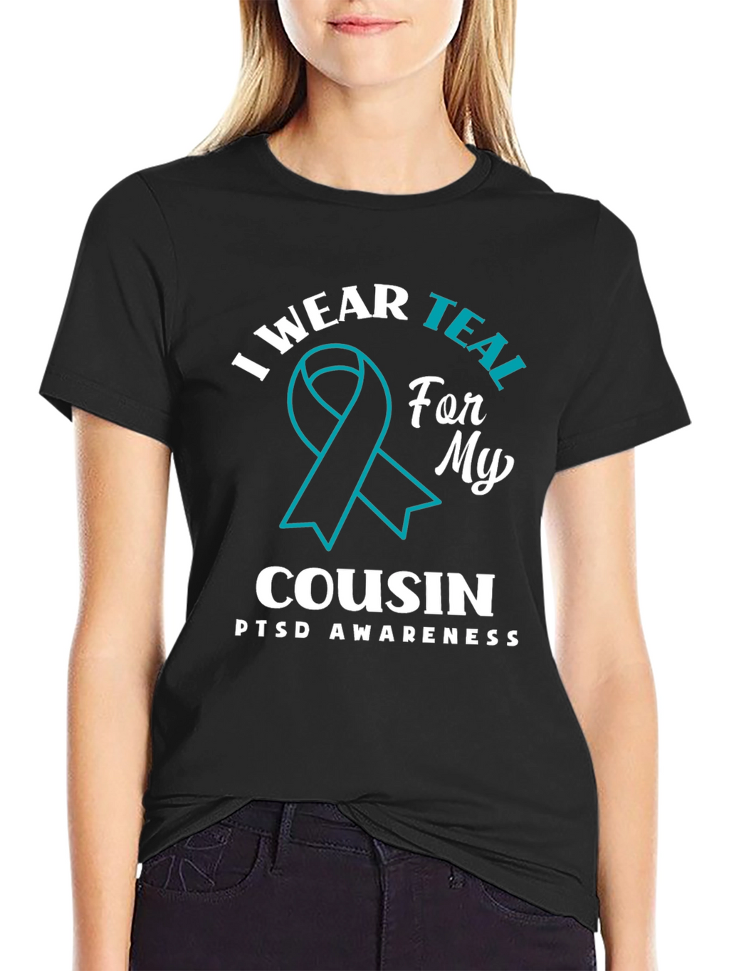 Teal Ribbon PTSD Awareness Cousin T-Shirt