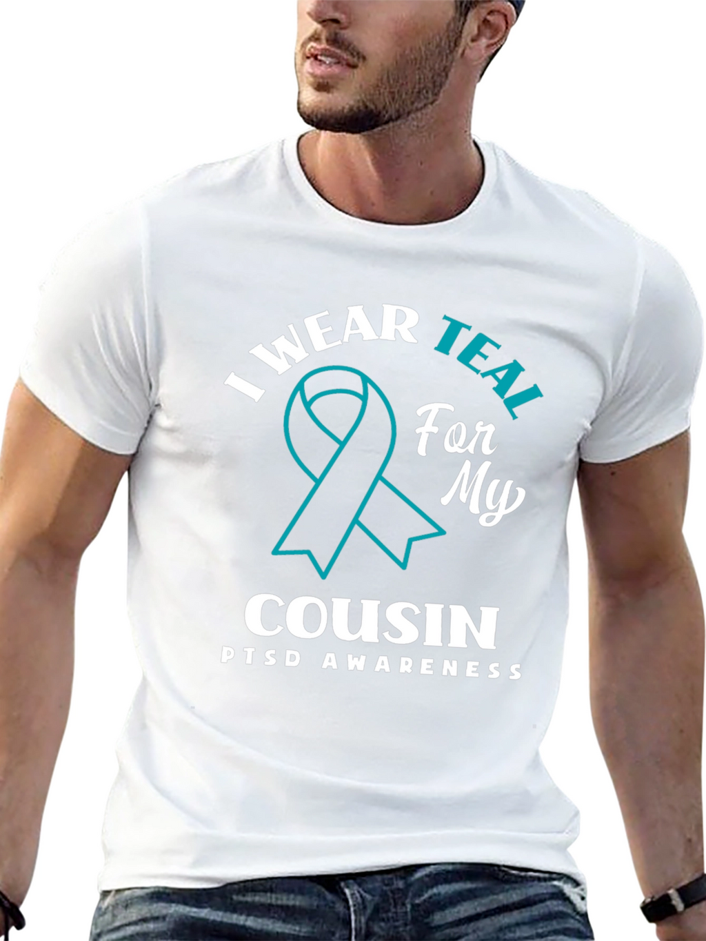 Teal Ribbon PTSD Awareness Cousin T-Shirt