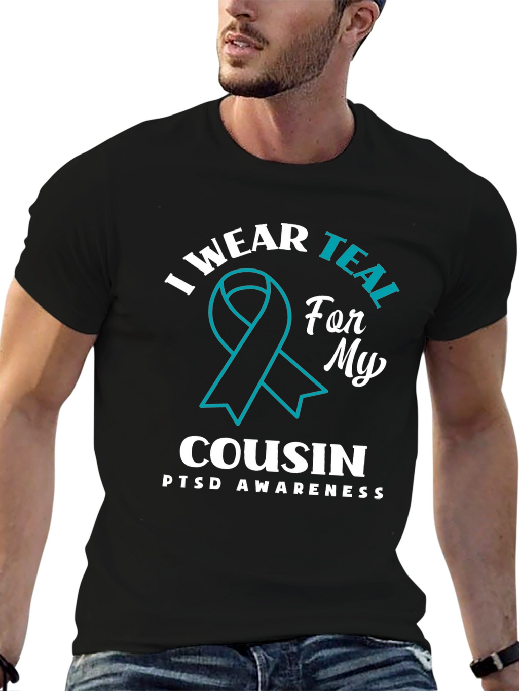 Teal Ribbon PTSD Awareness Cousin T-Shirt