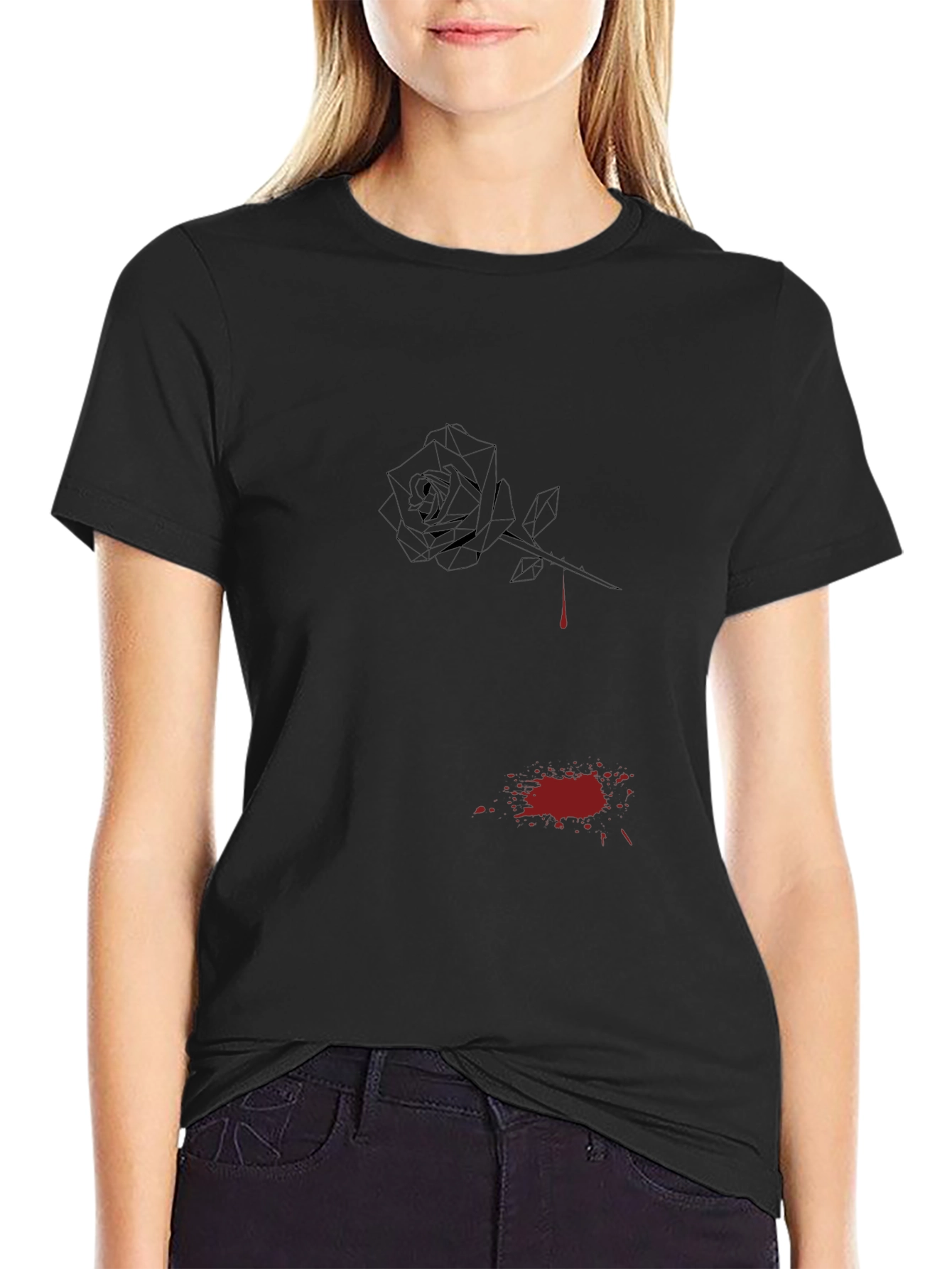 Black Rose Drip Graphic Tee