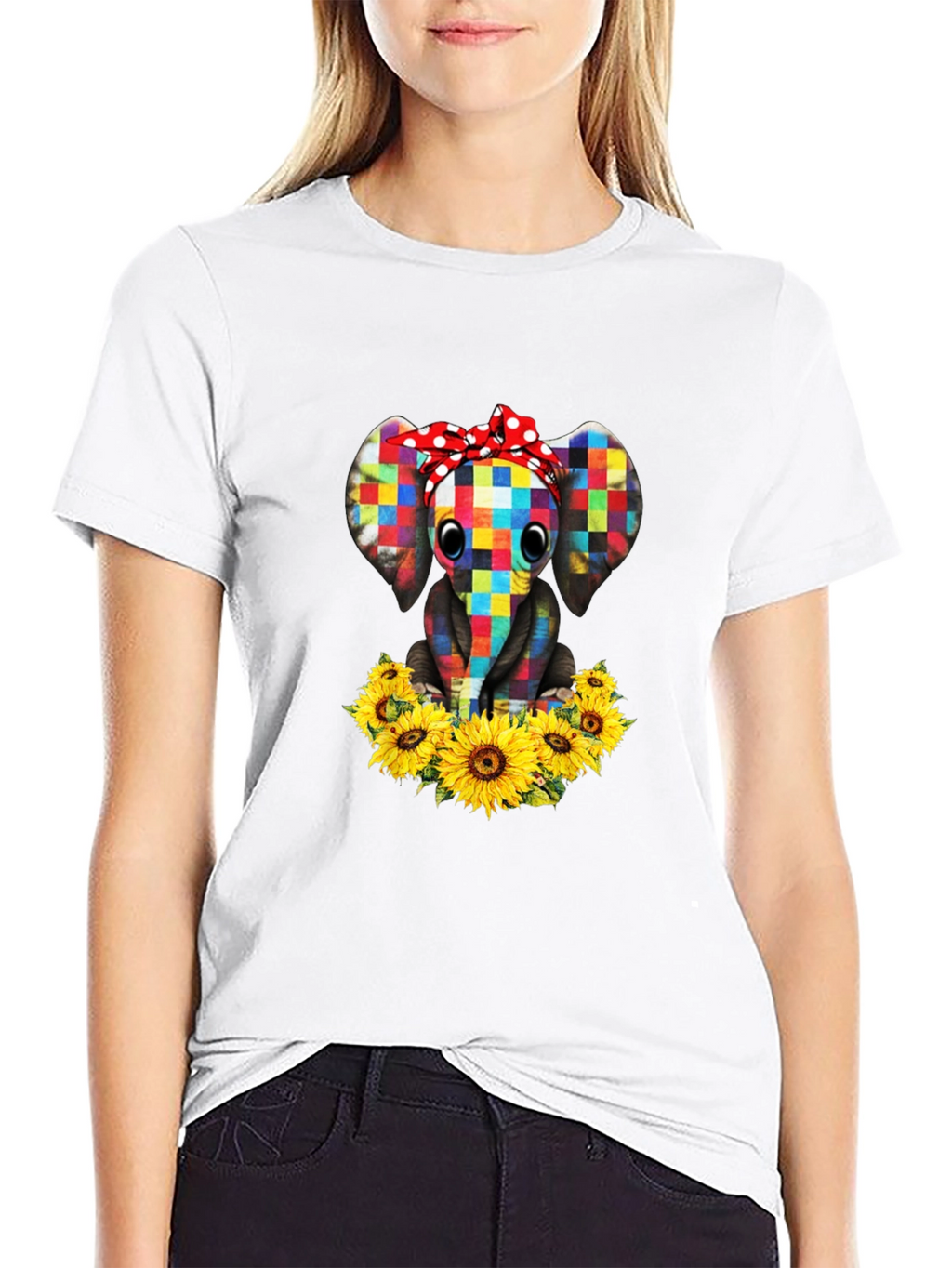 Elephant Sunflower Graphic T-Shirt