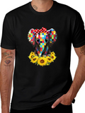 Elephant Sunflower Graphic T-Shirt