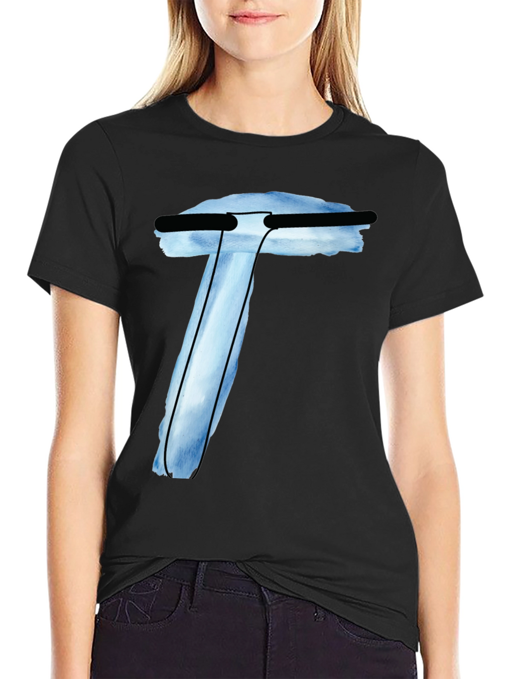 Abstract Letter T Black T-Shirt