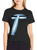 Abstract Letter T Black T-Shirt