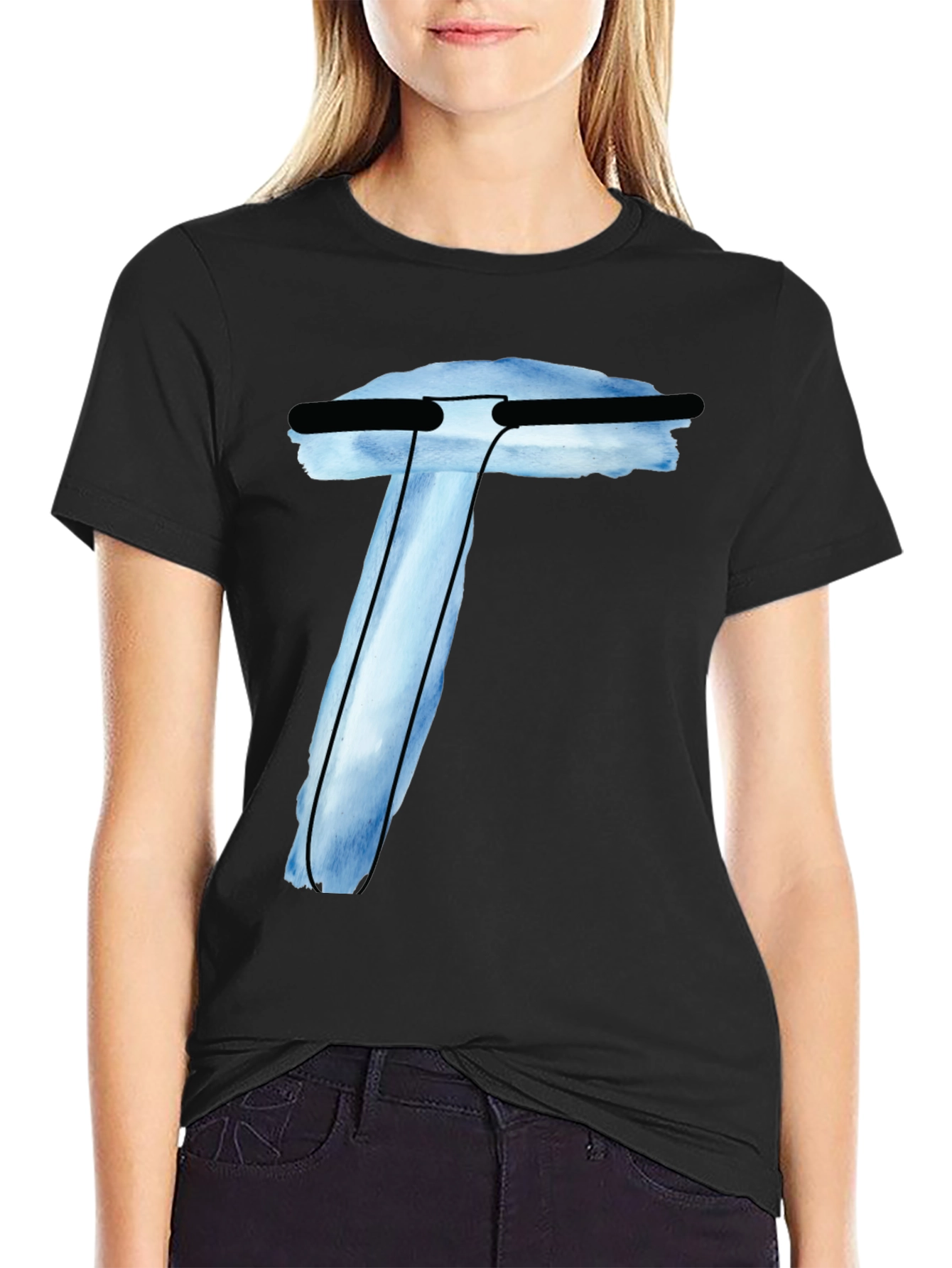 Abstract Letter T Black T-Shirt
