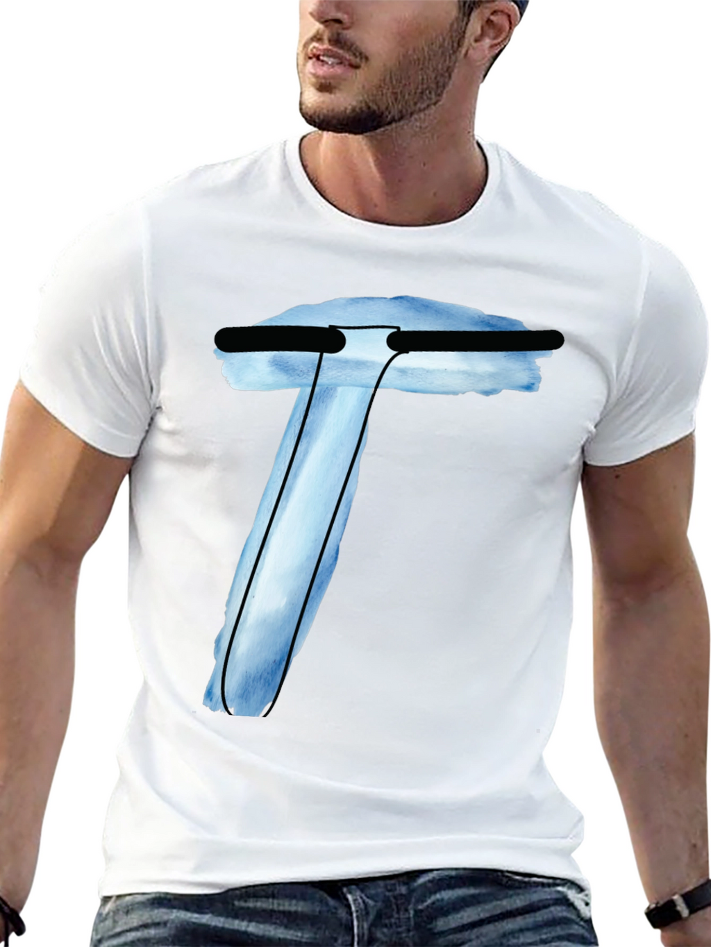 Abstract Letter T Black T-Shirt