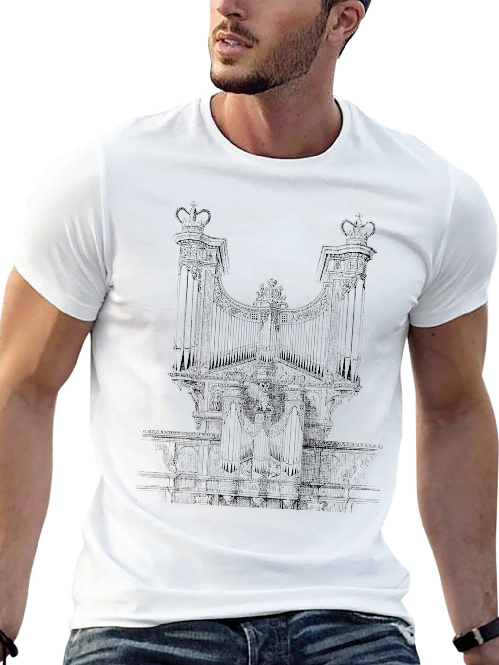 Black Tee with Gate Design