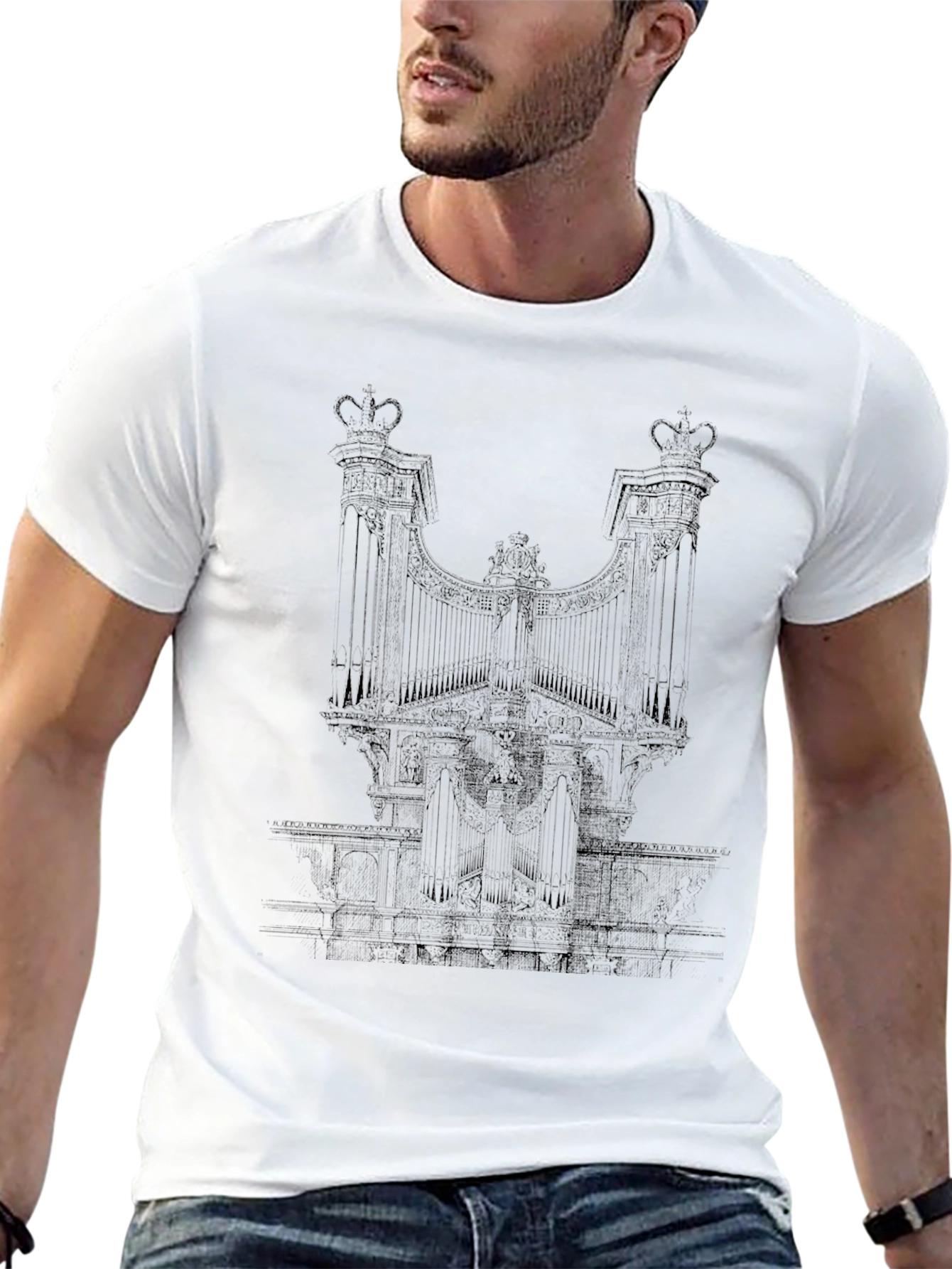 Black Tee with Gate Design