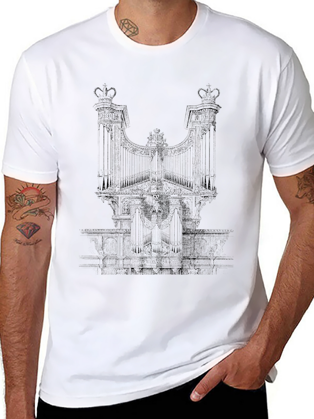Black Tee with Gate Design