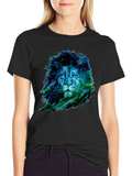 Lion Nebula Graphic Print Black T-Shirt