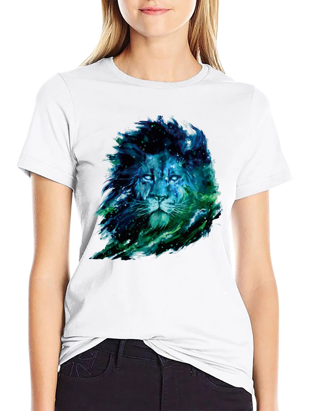 Lion Nebula Graphic Print Black T-Shirt