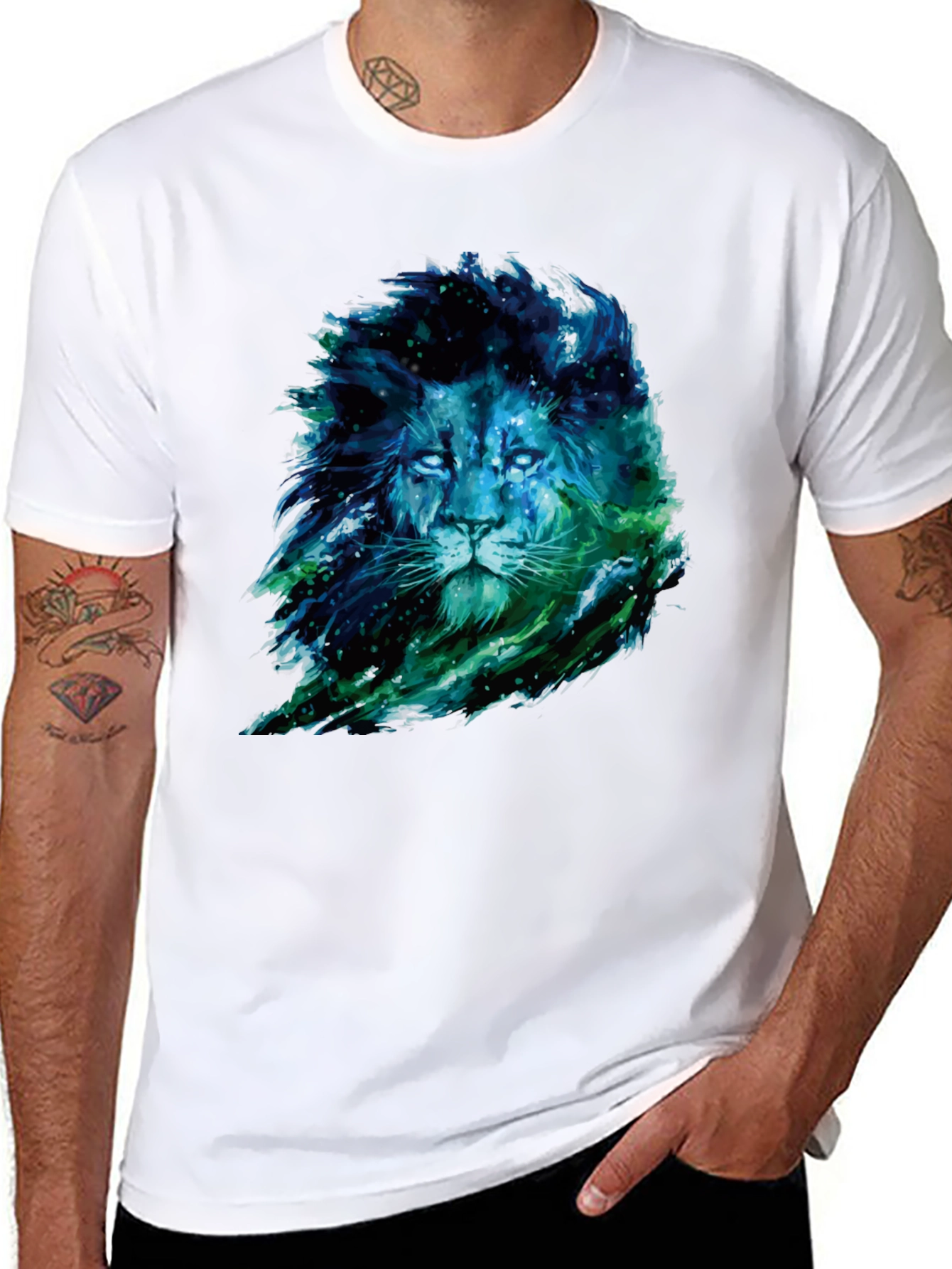 Lion Nebula Graphic Print Black T-Shirt