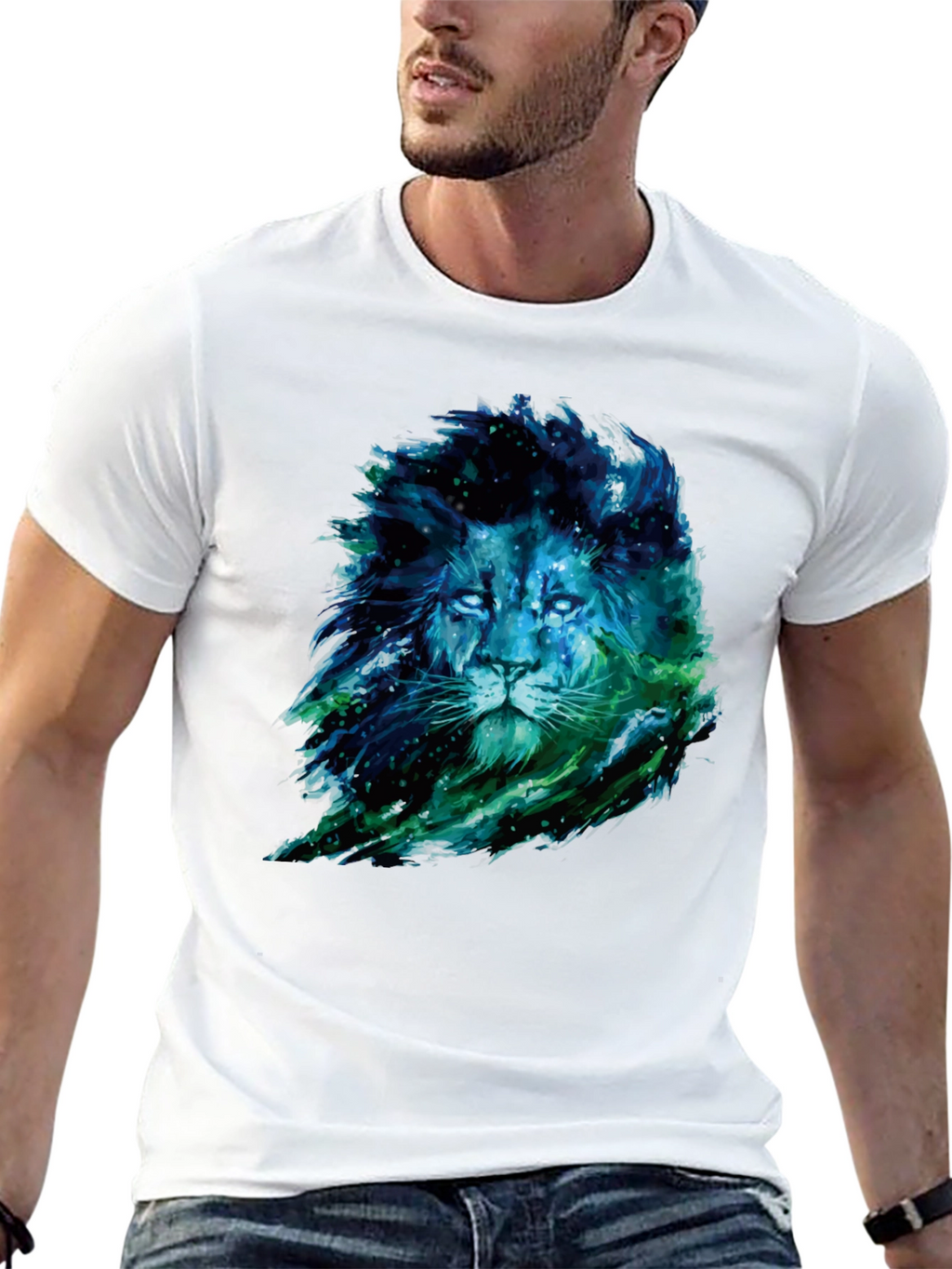 Lion Nebula Graphic Print Black T-Shirt