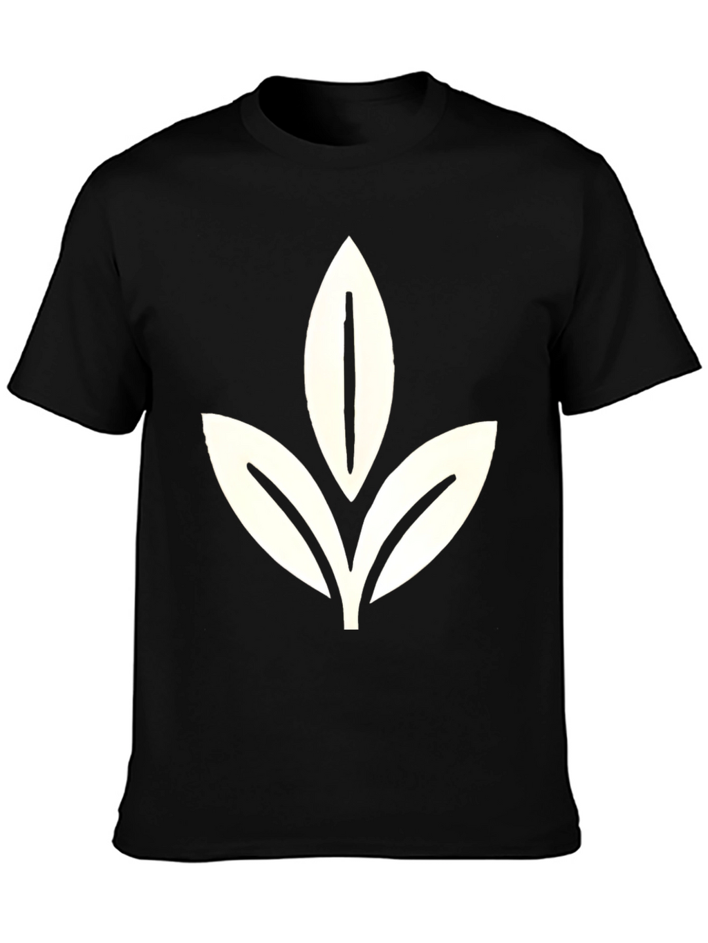 Black Tee with Leaf Graphic