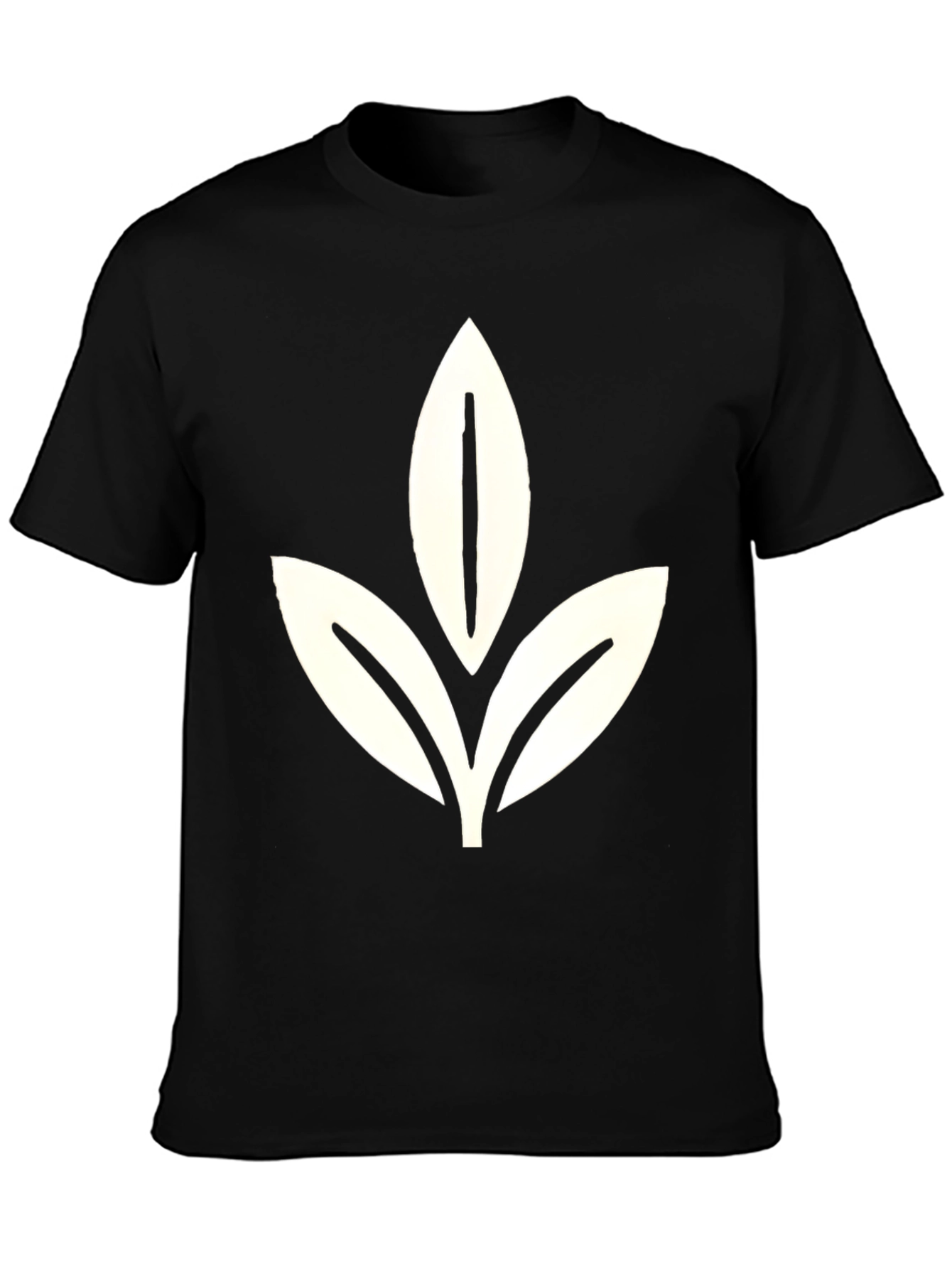 Black Tee with Leaf Graphic