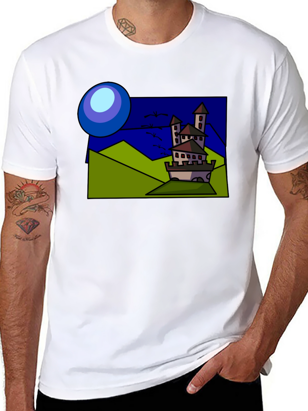 Cartoon Castle T-Shirt: Quirky Design Classic Fit