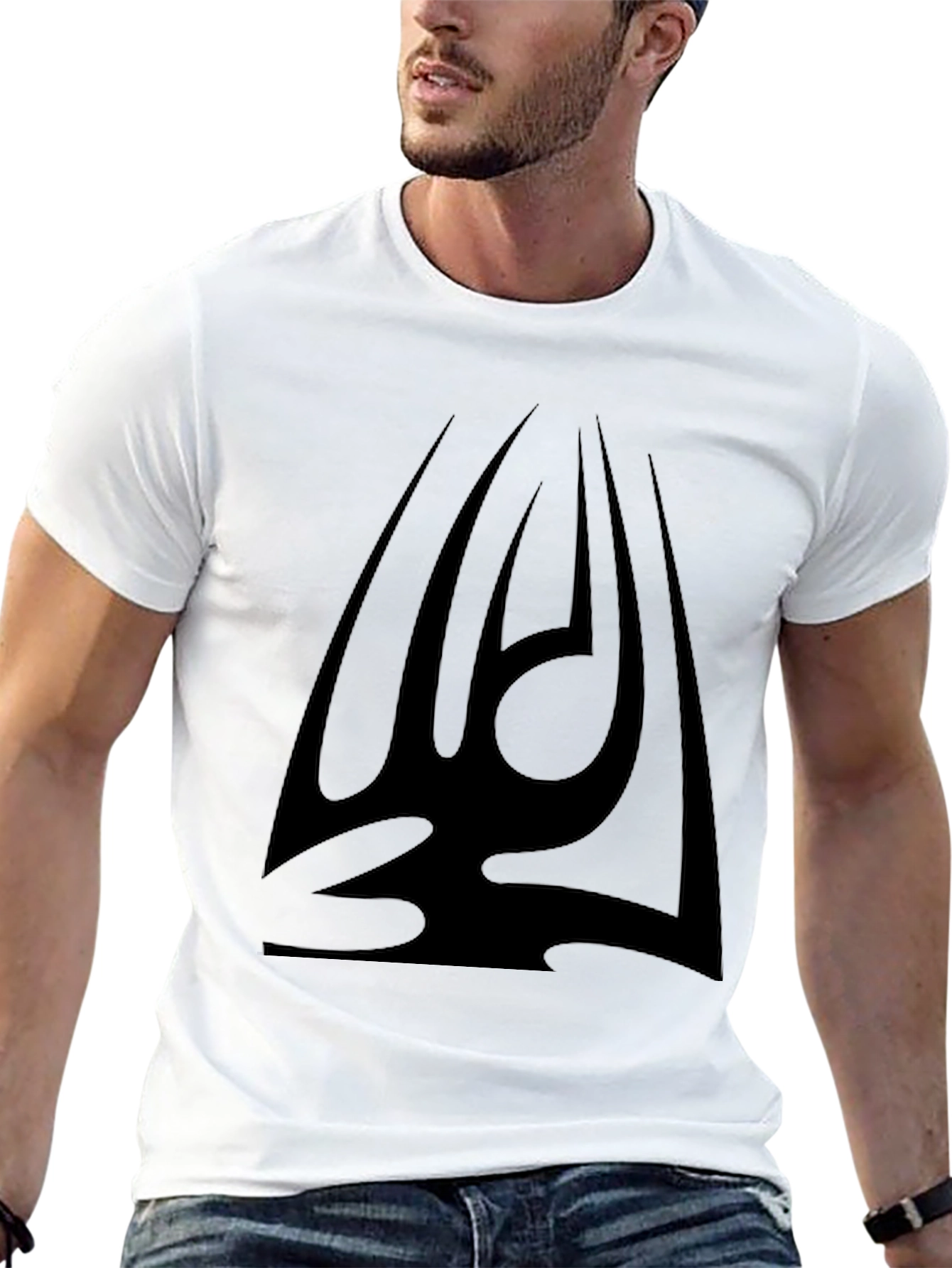 Black Graphic Tee - Tribal Design Mens T-Shirt