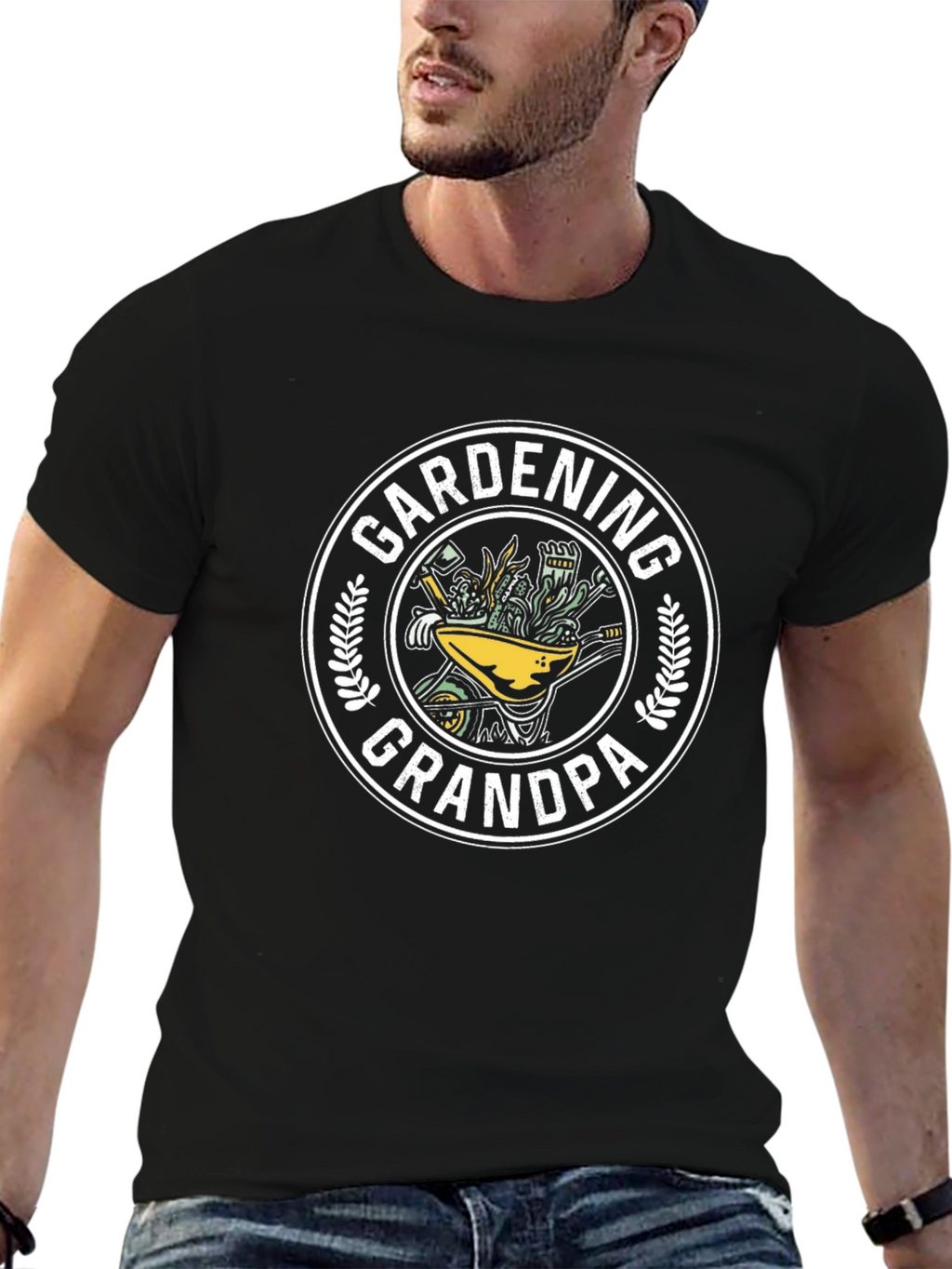 Gardening Grandpa Black T-Shirt