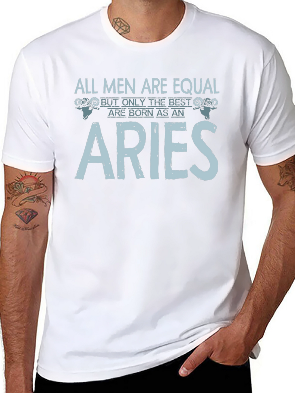 Aries Zodiac Graphic Print Mens Black T-Shirt