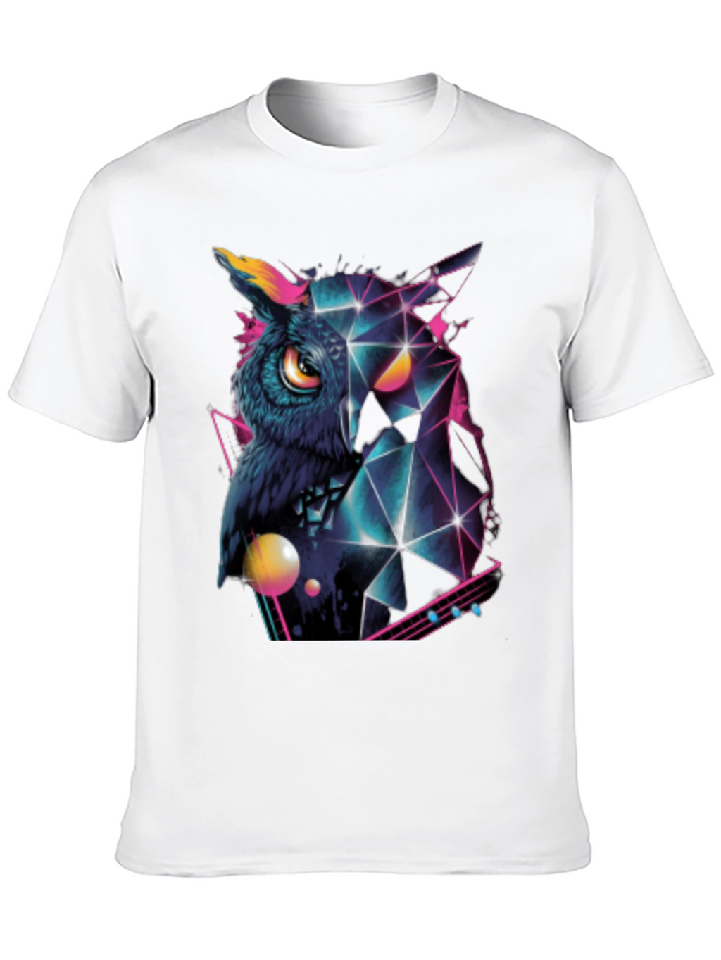 Geometric Owl Graphic Print Black T-Shirt