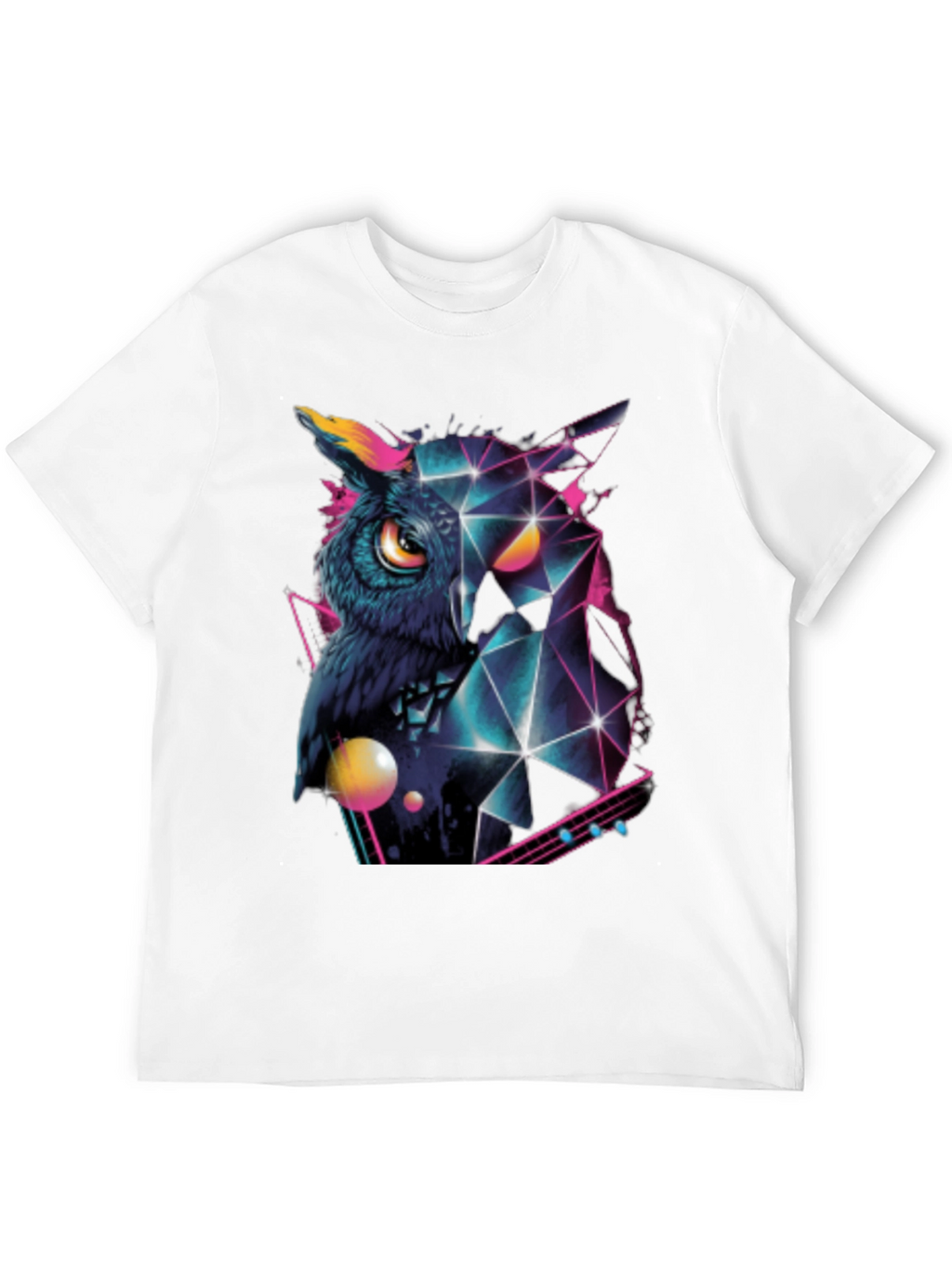 Geometric Owl Graphic Print Black T-Shirt