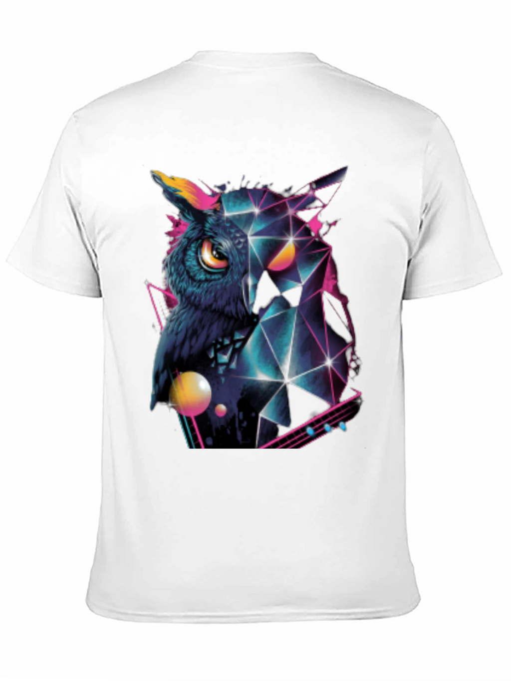 Geometric Owl Graphic Print Black T-Shirt