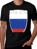 Russia Flag Graphic Tee - Distressed Style