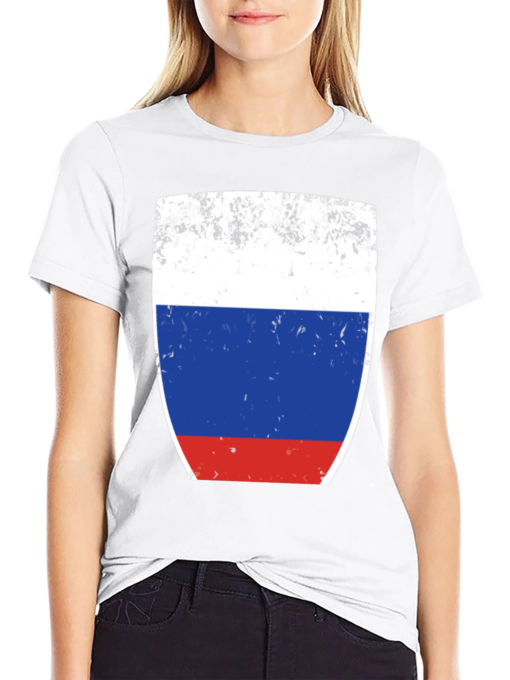 Russia Flag Graphic Tee - Distressed Style