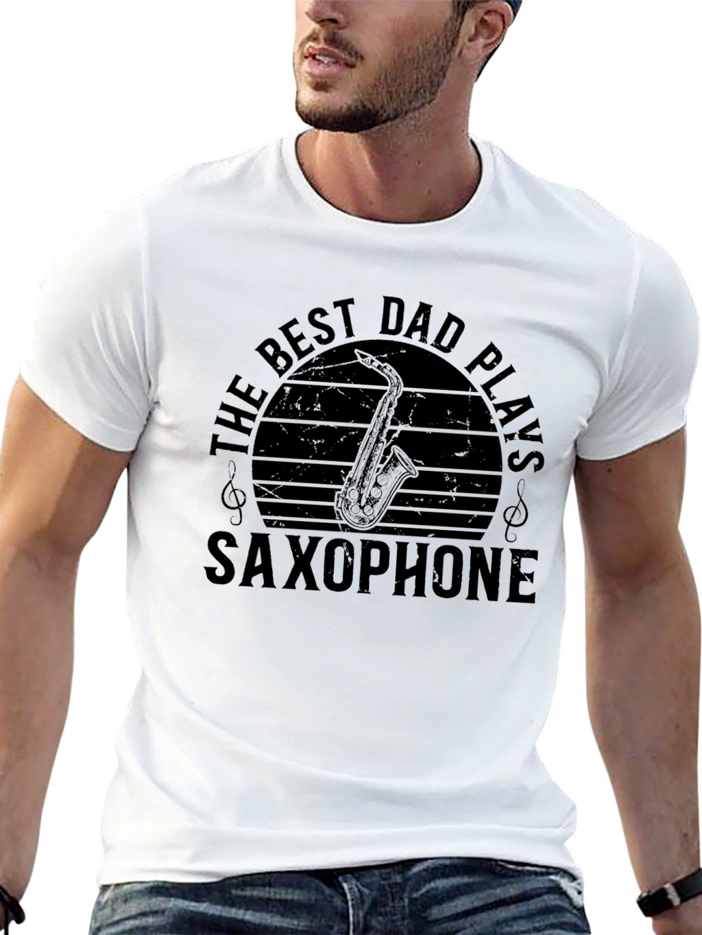 Best Dad Plays Saxophone Graphic T-Shirt