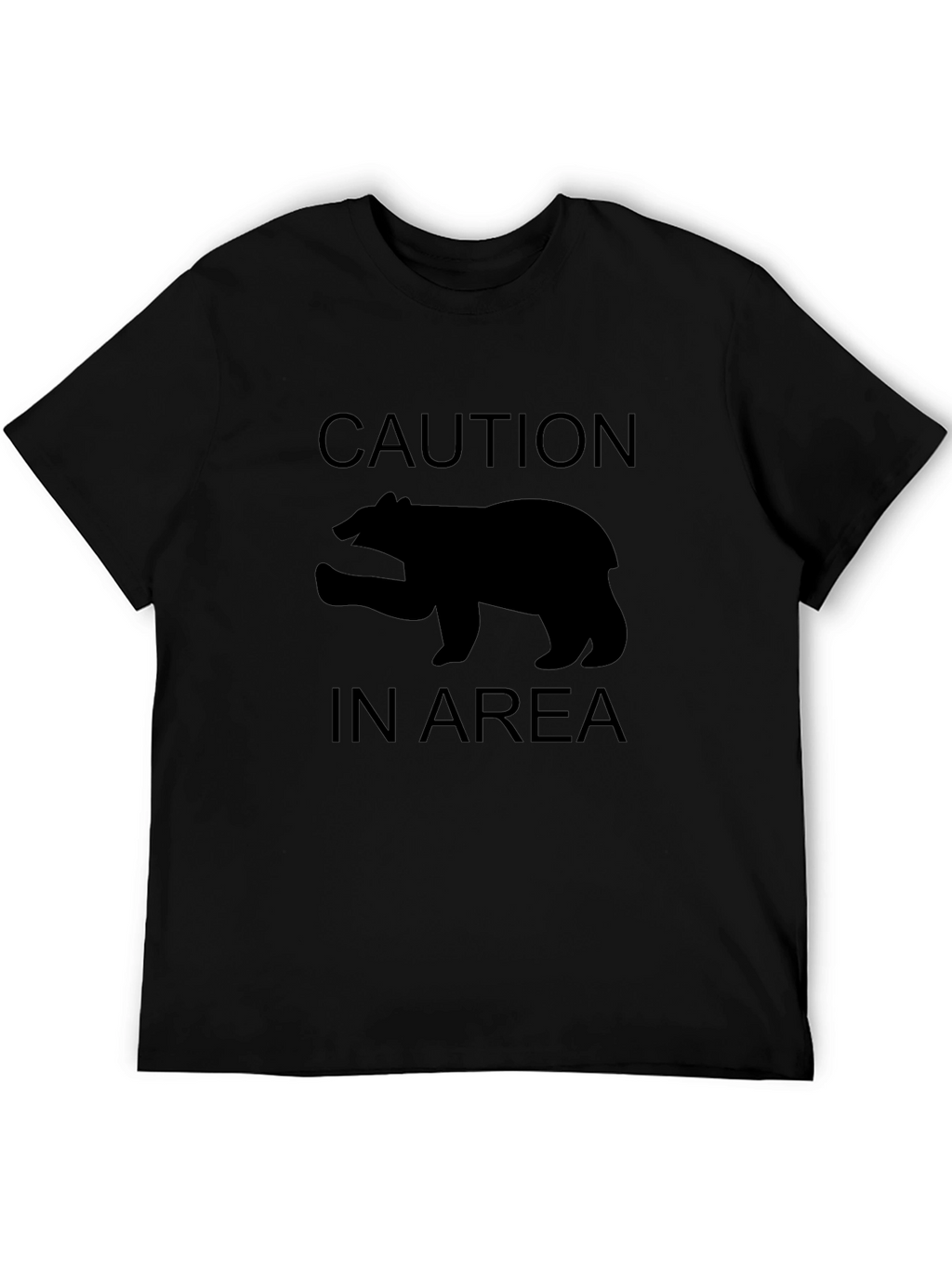 Caution Bear Area Black T-Shirt