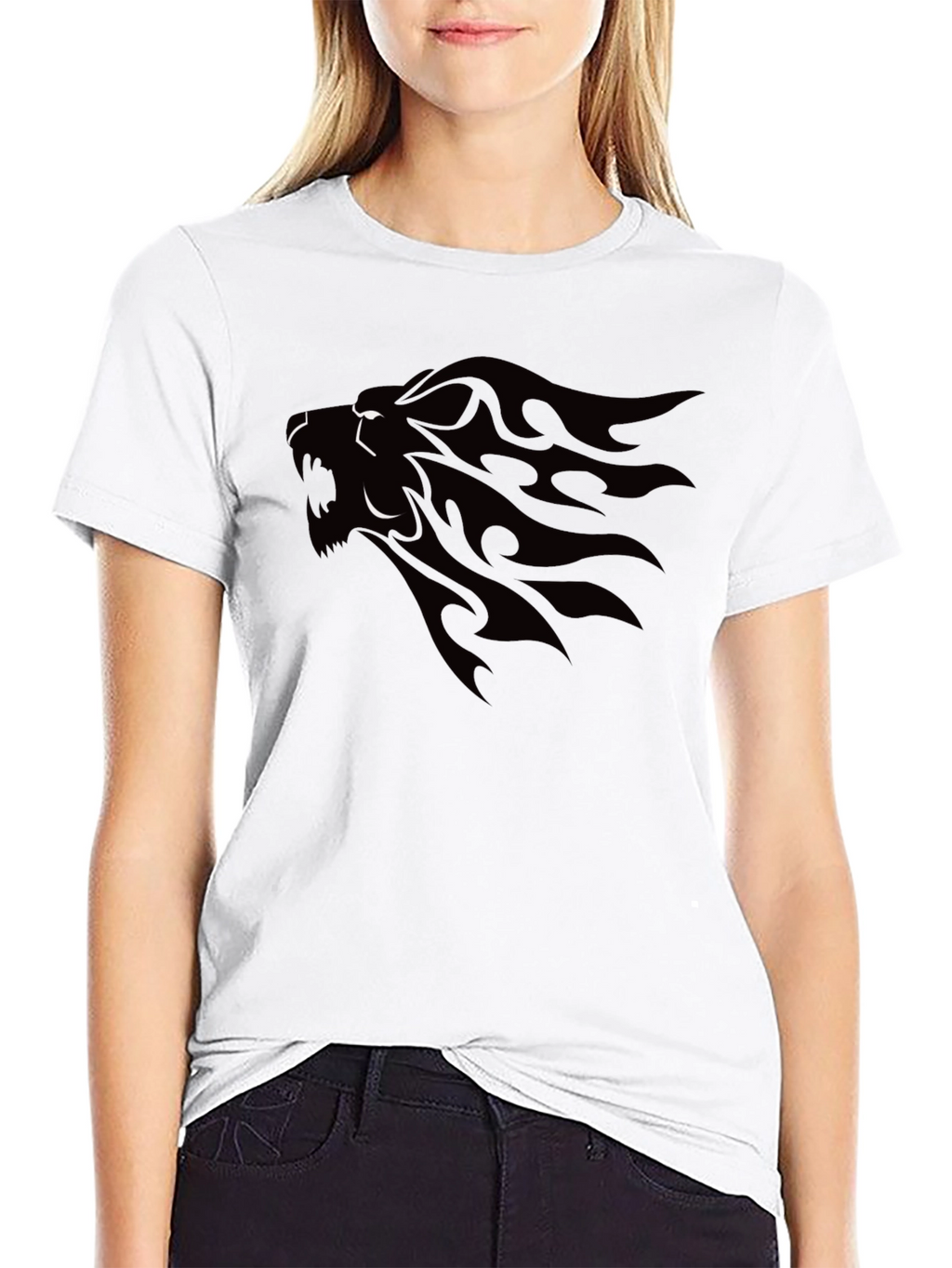Mens Black Lion Graphic Tee - Stylish & Bold
