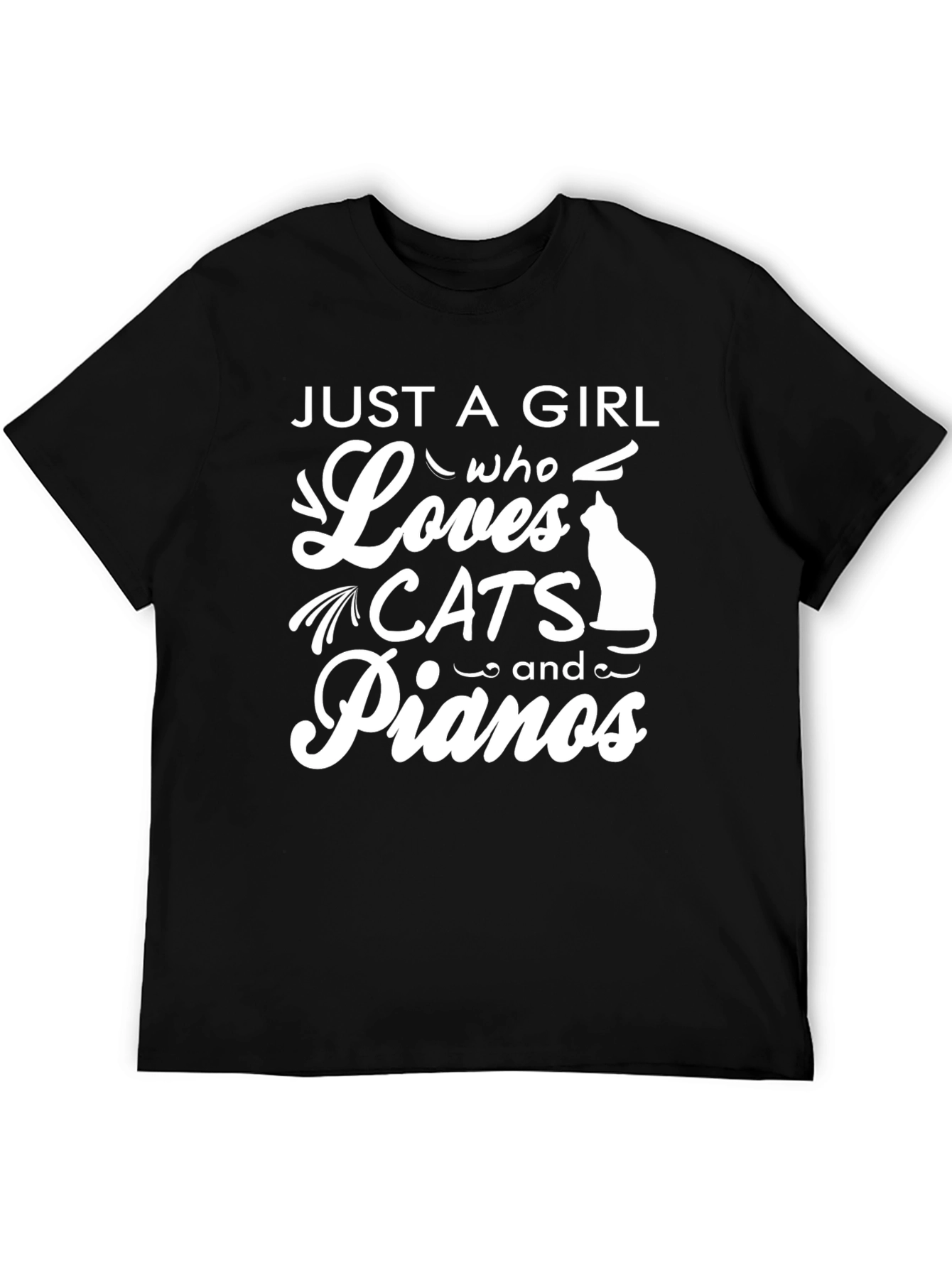 Just a Girl Who Loves Cats and Pianos T-Shirt