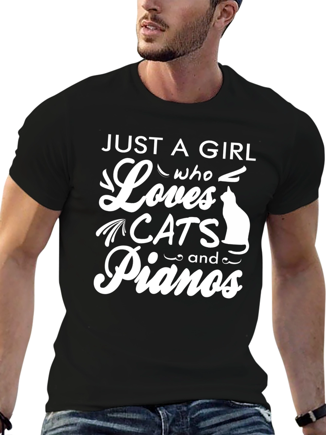 Just a Girl Who Loves Cats and Pianos T-Shirt